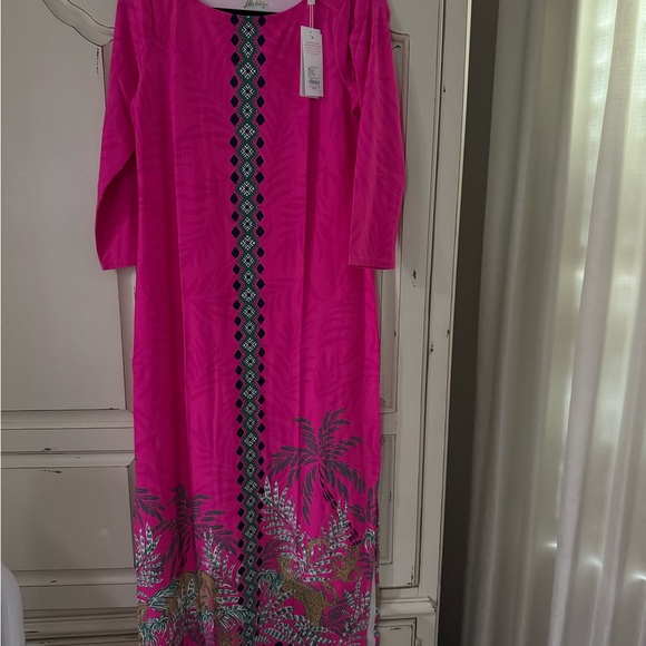 Seralina Chilly Lilly Lilly Pulitzer Pink Maxi Dress with Green and Blue Accents - Picture 2 of 6